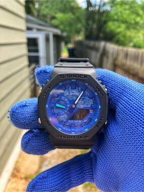 Custom G Shock Pattern Blue and Black Color-way